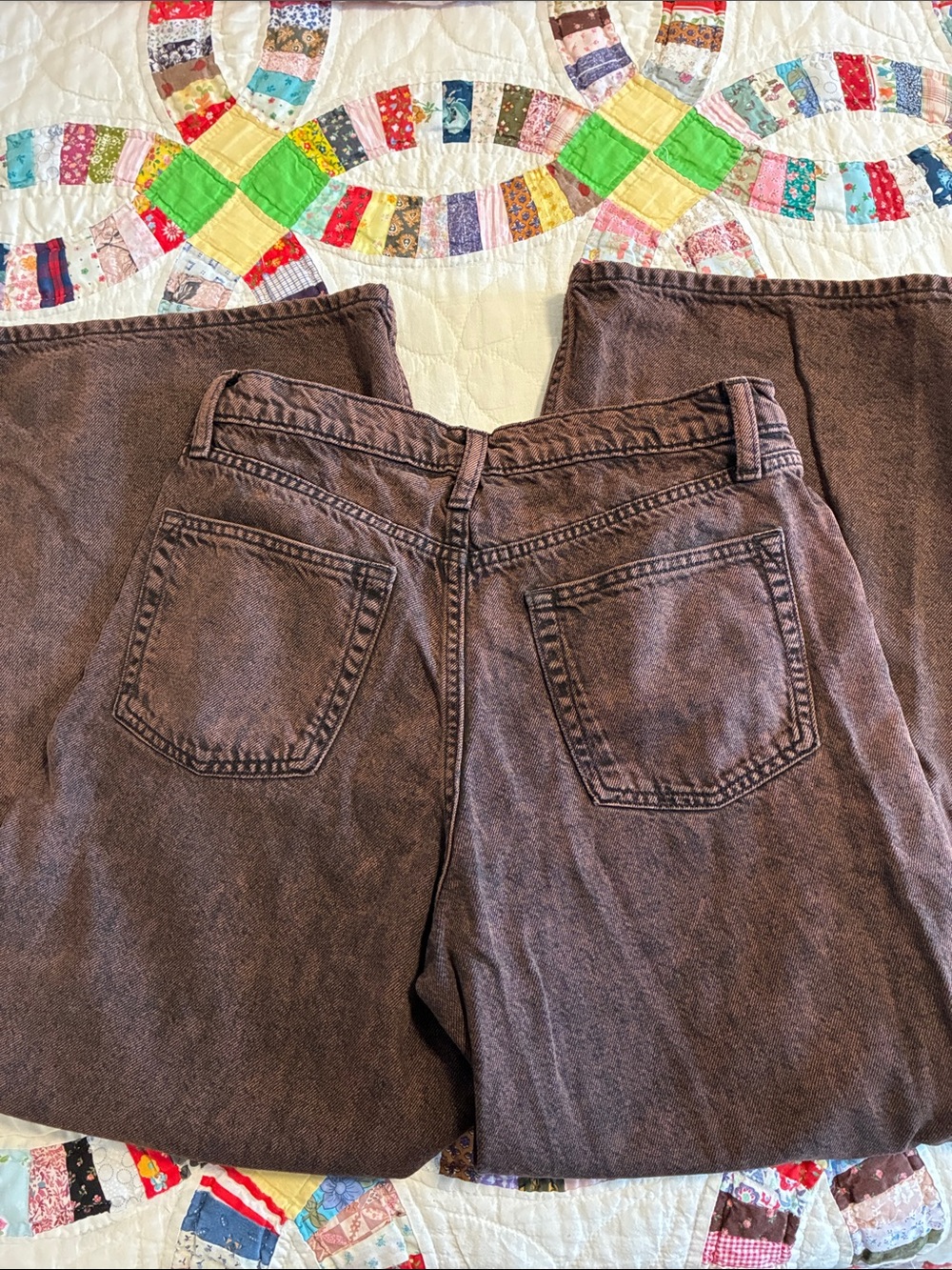 GAP brown baggy mid wise jeans 28" size 6 petite cotton streetwear cottagecore - Picture 2 of 4